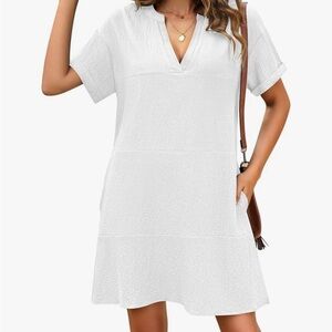 Elegant White V-Neck Swim Cover-Up